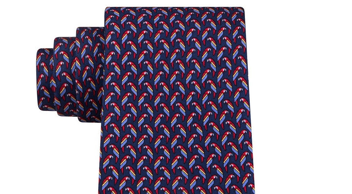 Tommy Hilfiger Men's Small Parrot Silk Tie Navy Size Regular