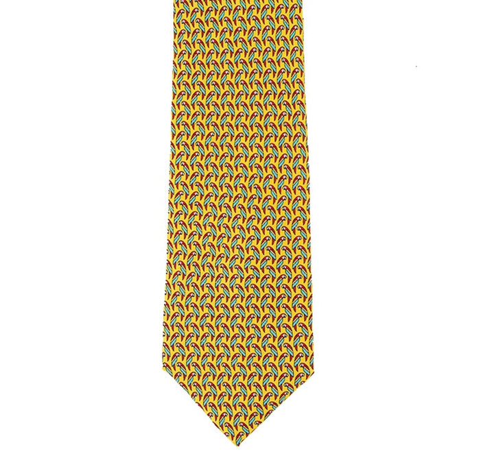 Tommy Hilfiger Men's Small Parrot Silk Tie Yellow Size Regular