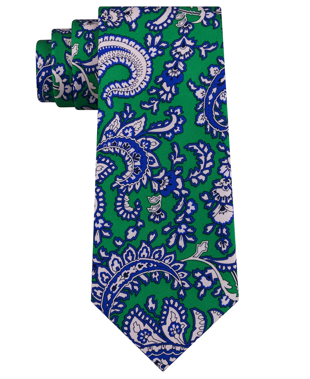 Tommy Hilfiger Men's Central Paisley Silk Tie Green Size Regular