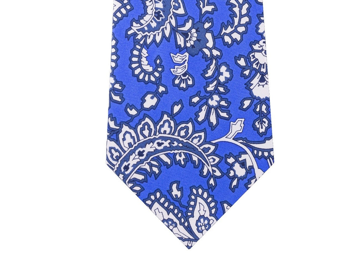 Tommy Hilfiger Corbata de seda central Paisley para hombre, color azul marino, talla regular