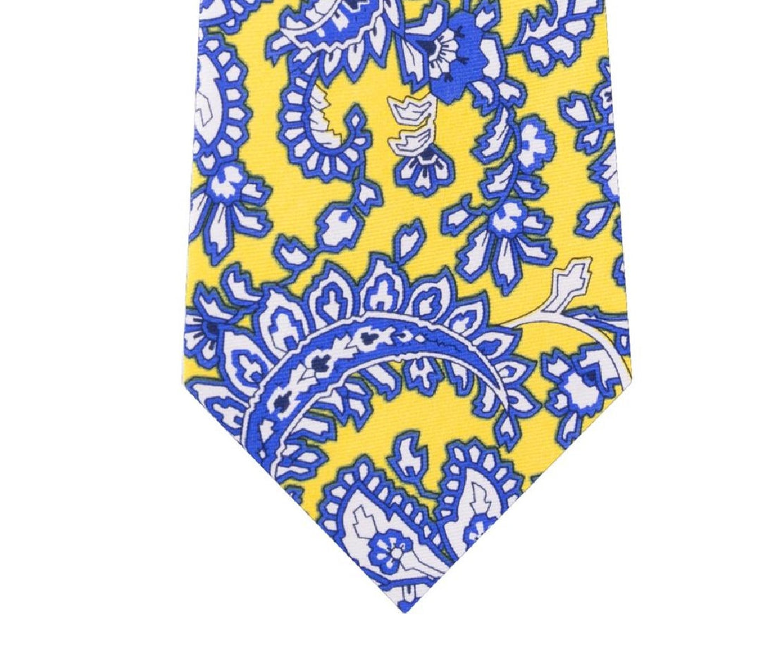 Tommy Hilfiger Men's Central Paisley Silk Tie Yellow Size Regular