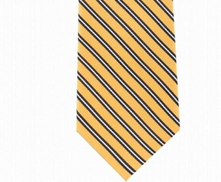 Tommy Hilfiger Men's Tricolor Stripe Silk Tie Yellow Size Regular