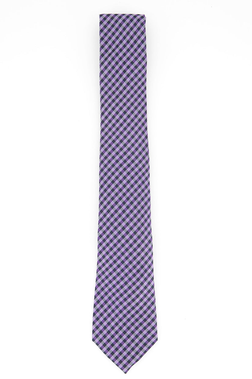 Tommy Hilfiger Men's Classic Textured Plaid Tie Purple Size Regular