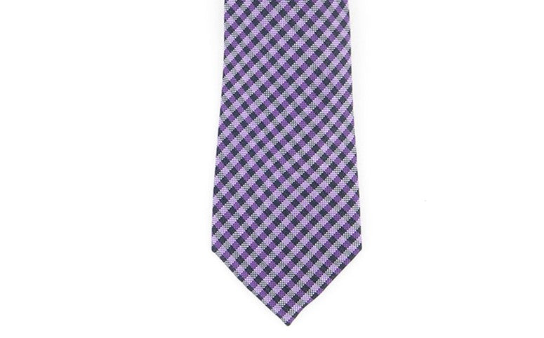 Tommy Hilfiger Men's Classic Textured Plaid Tie Purple Size Regular