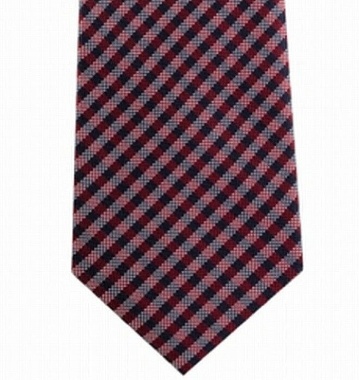 Tommy Hilfiger Men's Classic Textured Plaid Tie Red Size Regular