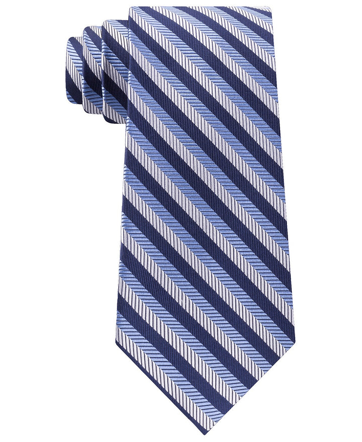 Tommy Hilfiger Men's Village Classic Textured Stripe Silk Tie Navy Size Regular