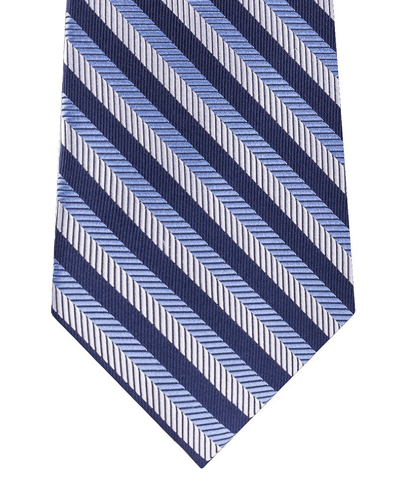 Tommy Hilfiger Men's Village Classic Textured Stripe Silk Tie Navy Size Regular