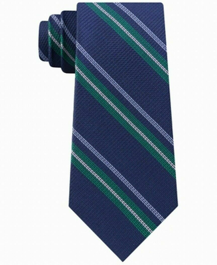 Tommy Hilfiger Men's Classic Textured Stripe Tie Green Size Regular