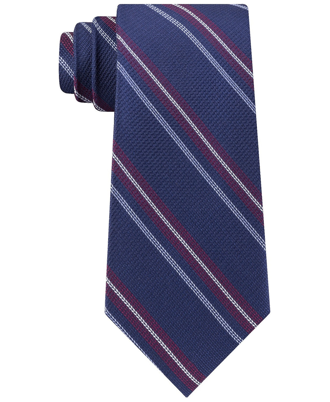 Tommy Hilfiger Men's Classic Textured Stripe Tie Red Size Regular
