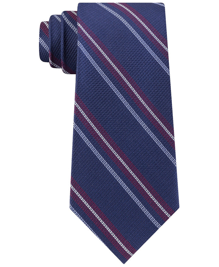 Tommy Hilfiger Men's Classic Textured Stripe Tie Navy - One Size