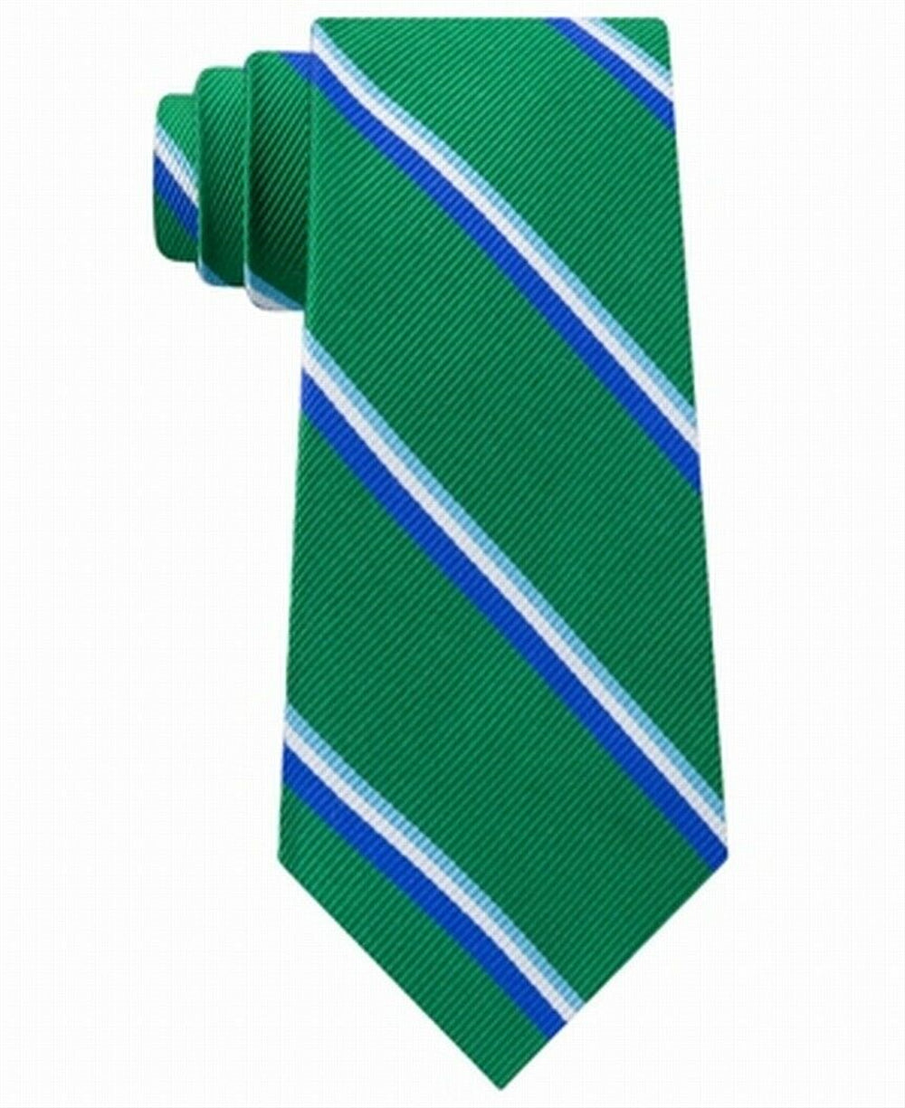 Tommy Hilfiger Men's Bronx Stripe Silk Tie Green Size Regular