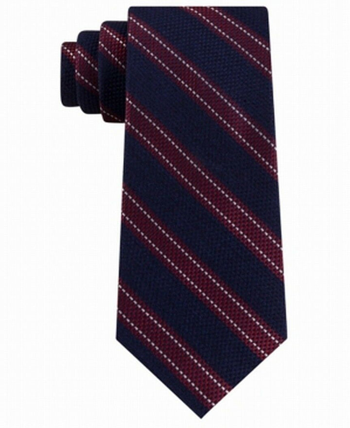 Tommy Hilfiger Men's Stitch Line Stripe Tie Red Size Regular