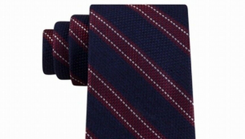 Tommy Hilfiger Men's Stitch Line Stripe Tie Red Size Regular