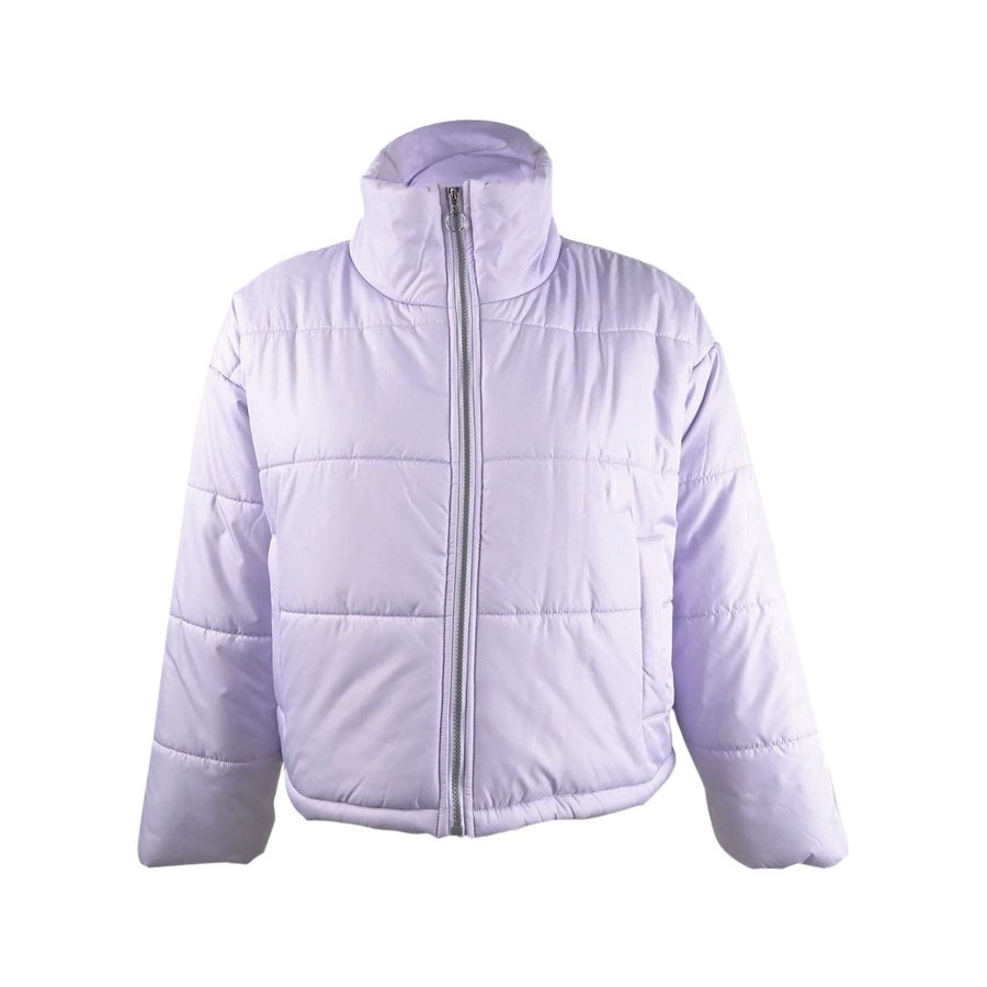 Celebrity Pink Juniors' Cropped Puffer Coat Purple