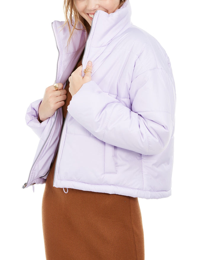 Celebrity Pink Juniors' Cropped Puffer Coat Purple