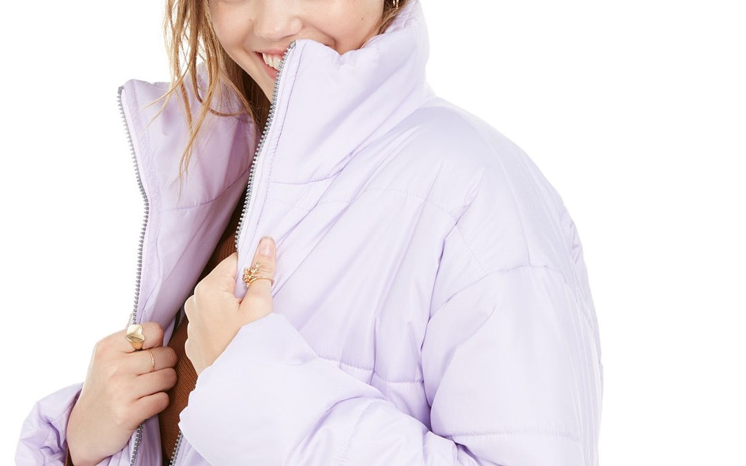 Celebrity Pink Juniors' Cropped Puffer Coat Purple