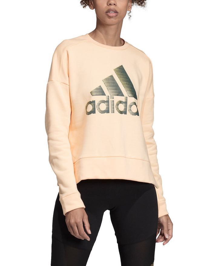 Adidas Women's Glam-Logo Sweatshirt Orange Size Small