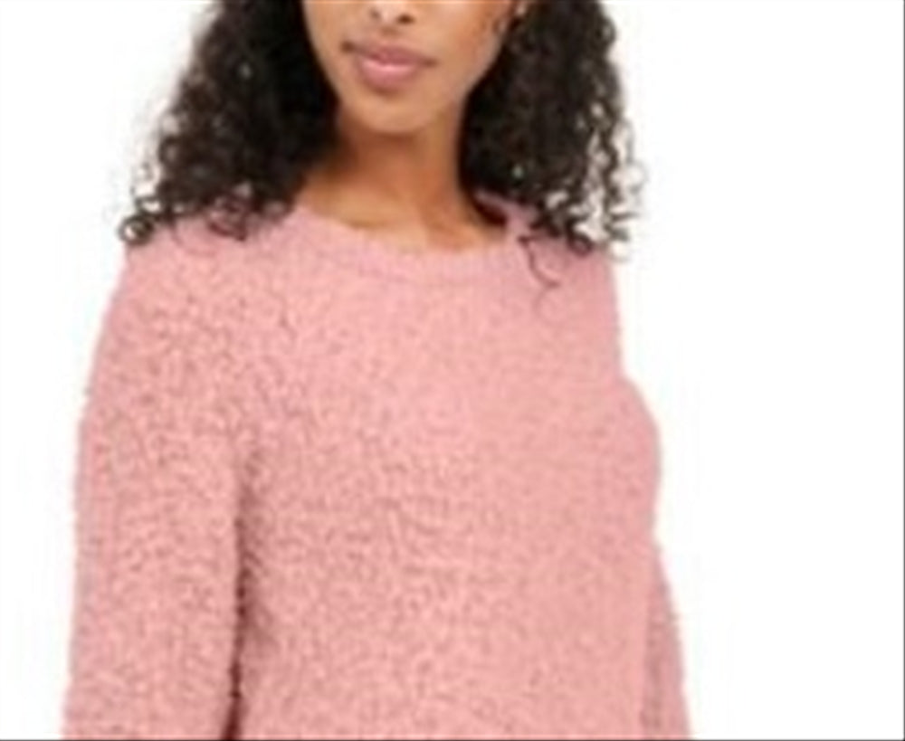 Hippie Rose Juniors' Textured High-Low Sweater Pink Size Small