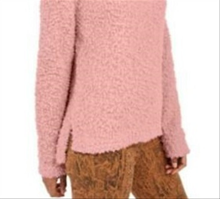 Hippie Rose Juniors' Textured High-Low Sweater Pink Size Small