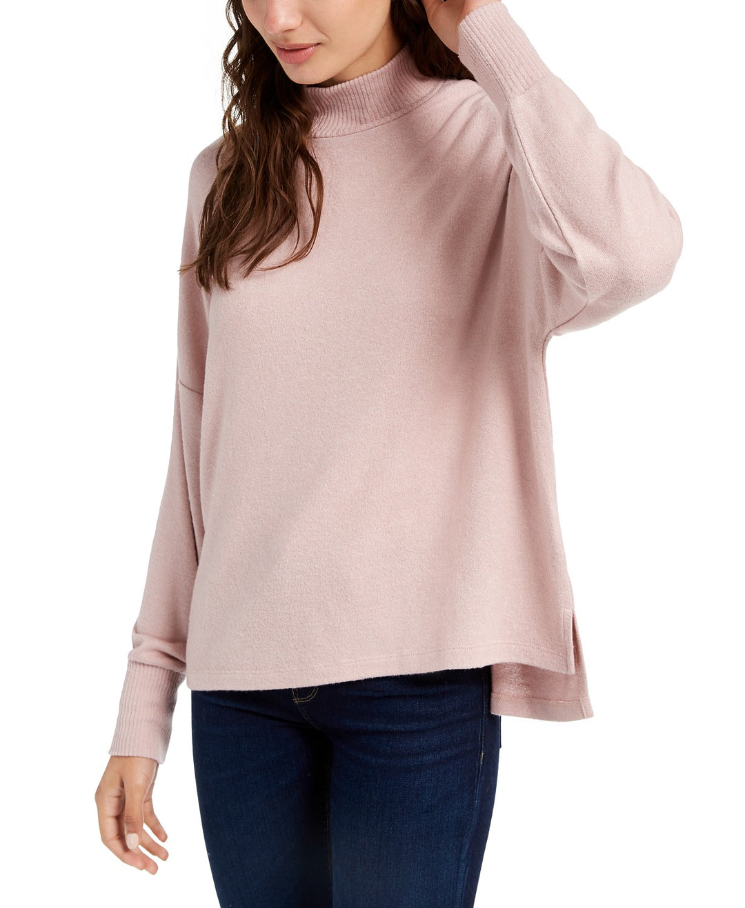 Hippie Rose Juniors' Women's Cozy Mock Neck Pullover Pink Size X-Small