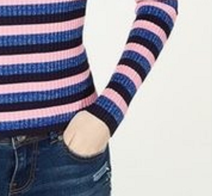 Hooked Up By Iot Juniors' Shine Striped Rib-Knit Sweater Pink Size Extra Small