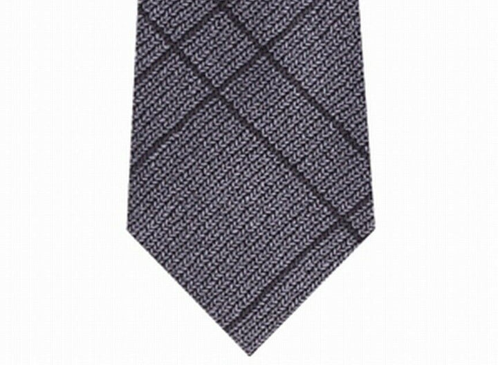 Calvin Klein Men's Slim Knit Plaid Silk Tie Gray Size Regular