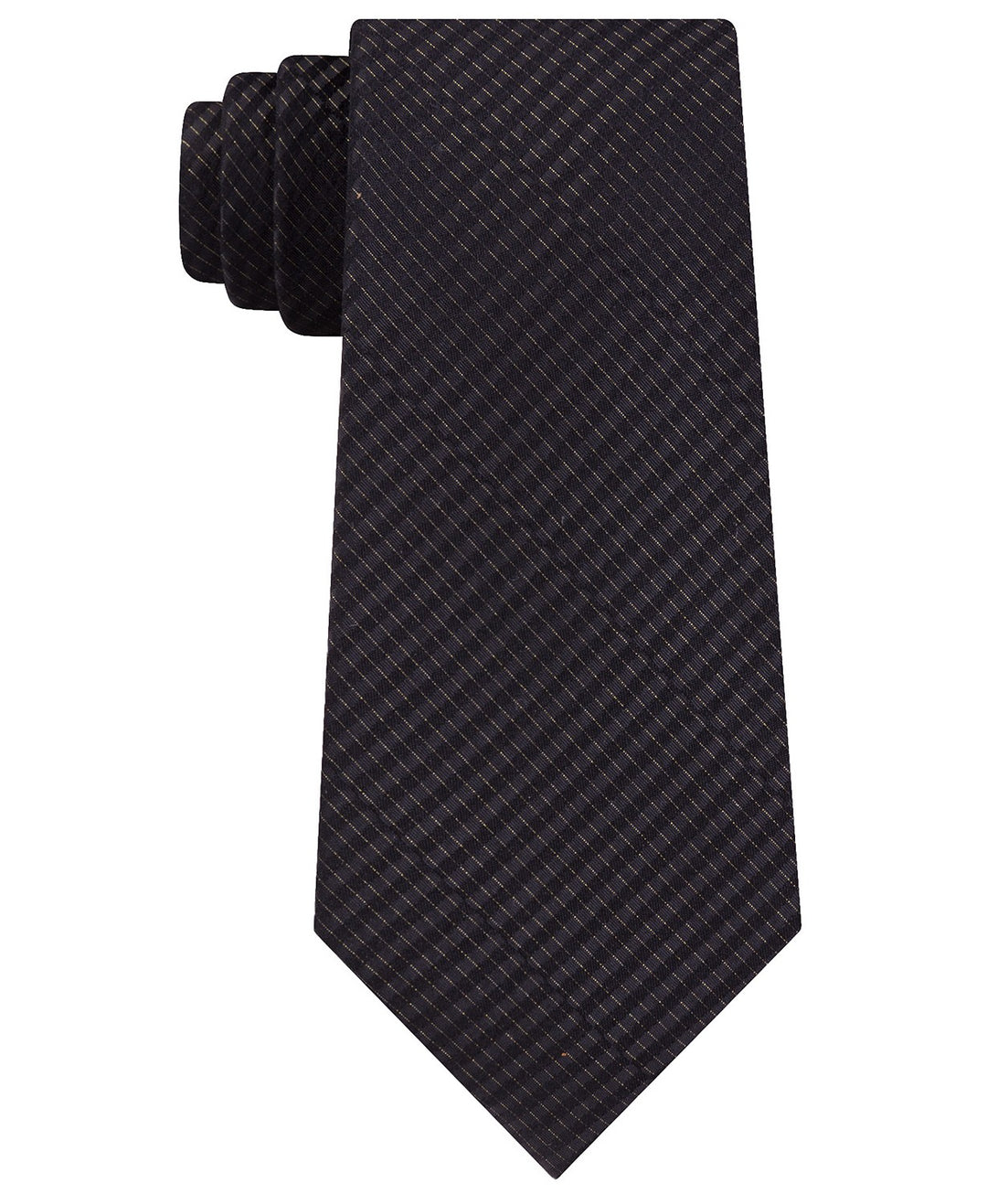 Calvin Klein Men's Metallic Micro Grid Tie Black Size Regular