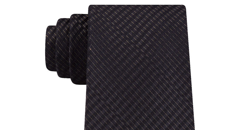 Calvin Klein Men's Metallic Micro Grid Tie Black Size Regular