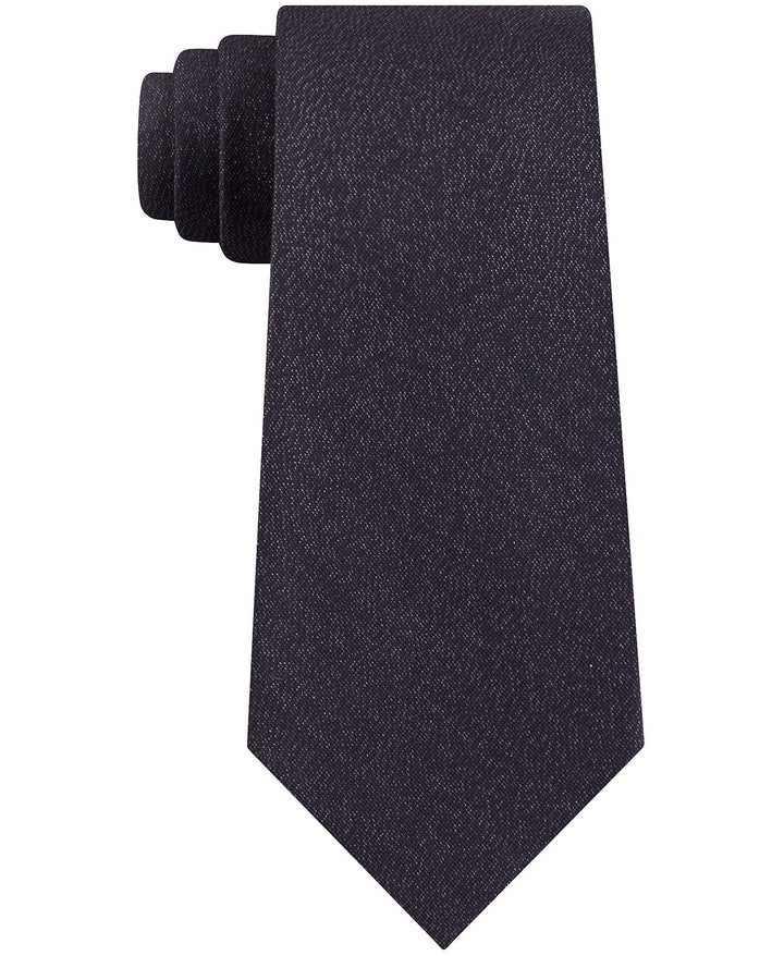 Calvin Klein Men's Classic Metallic Solid Tie Black Size Regular