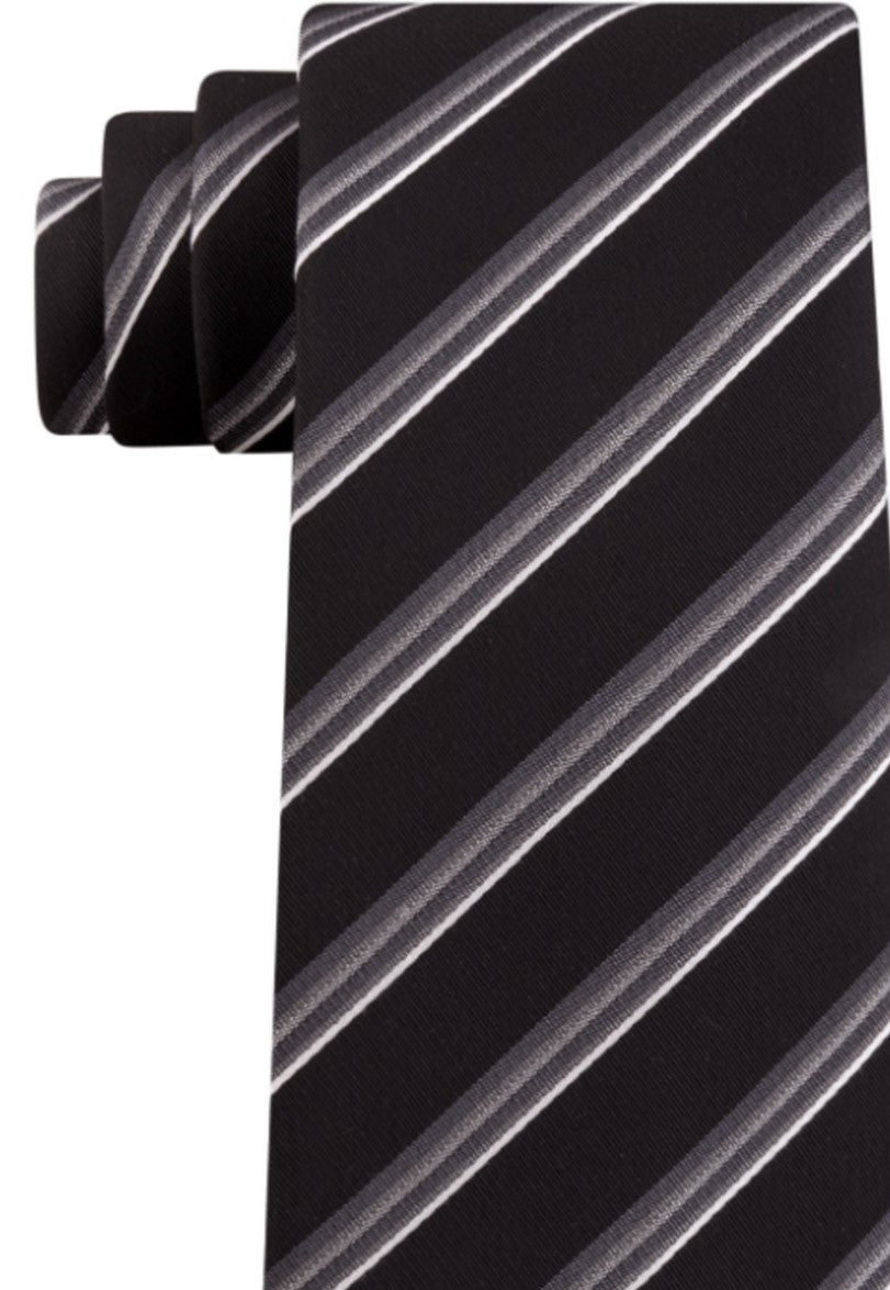 Kenneth Cole Reaction Men's Veloutine Stripe Tie Black Size Regular