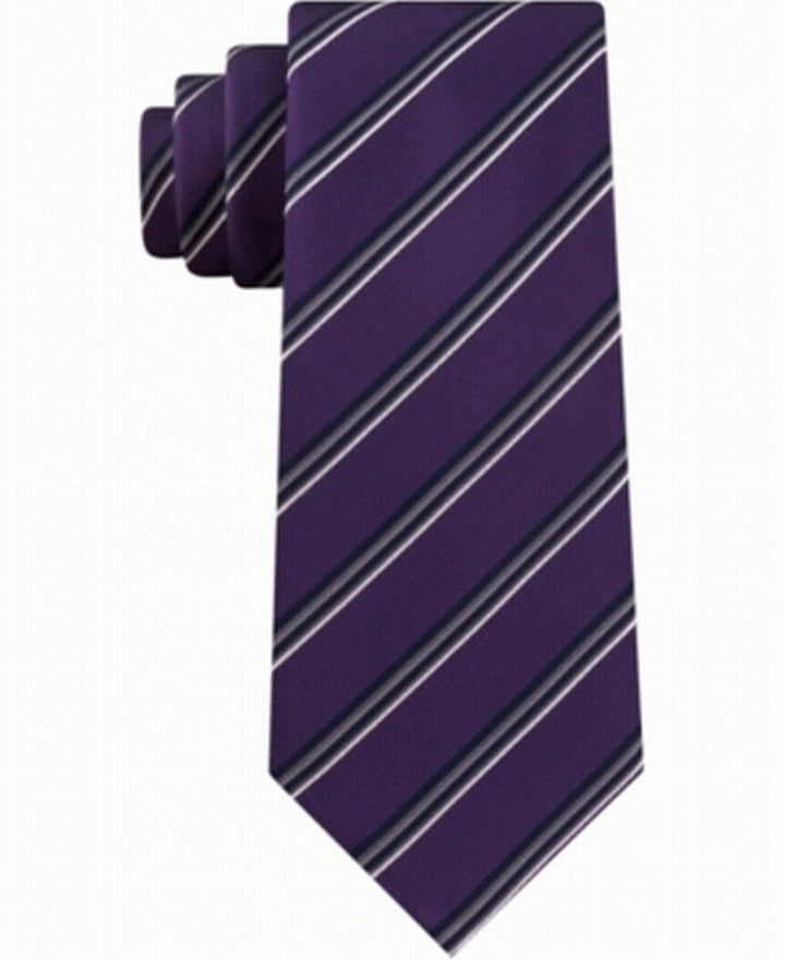 Kenneth Cole Reaction Men's Veloutine Stripe Tie Purple Size Regular