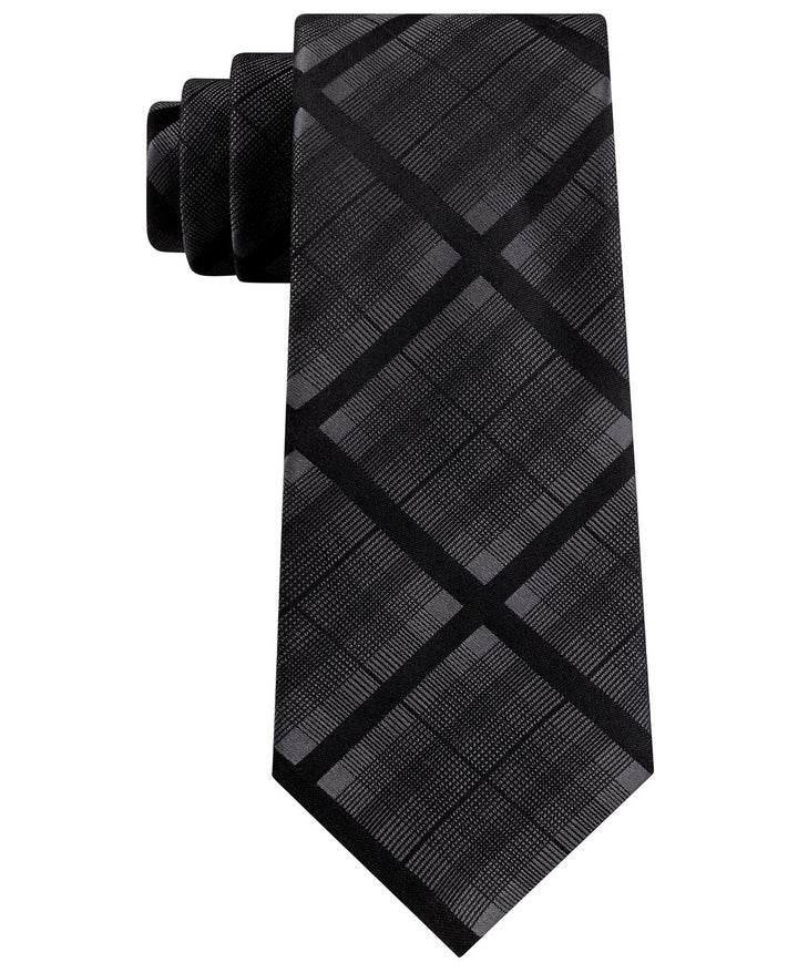 Kenneth Cole Reaction Men's Slim Plaid Tie Black Size Regular