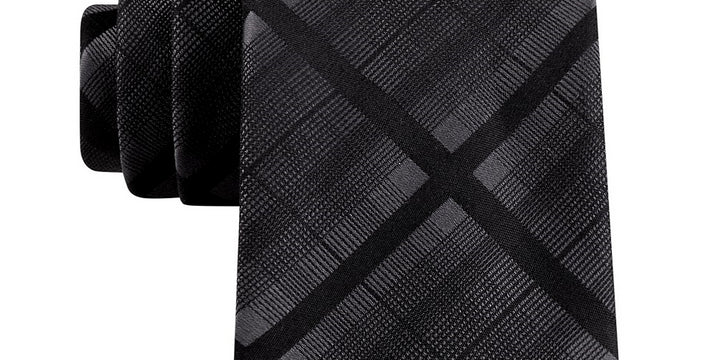 Kenneth Cole Reaction Men's Slim Plaid Tie Black Size Regular