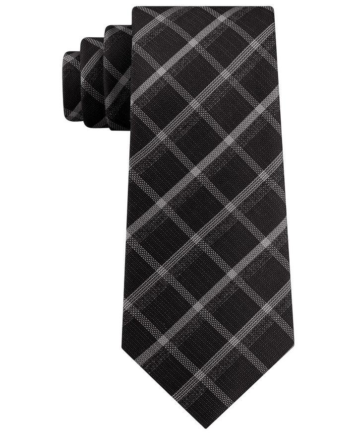 Kenneth Cole Reaction Men's Stone Classic Plaid Tie Black Size Regular