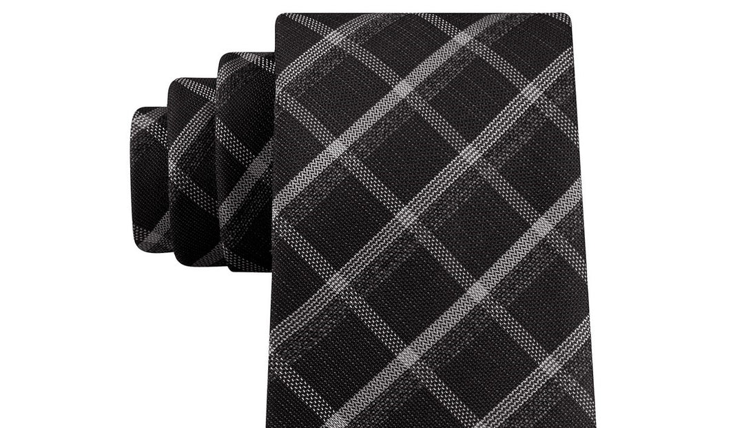 Kenneth Cole Reaction Men's Stone Classic Plaid Tie Black Size Regular