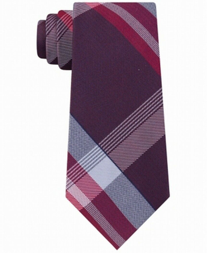 Kenneth Cole Reaction Men's Parkway Slim Plaid Tie Red Size Regular