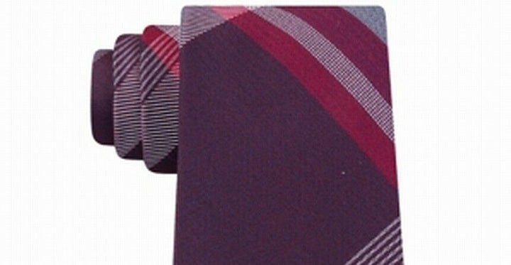 Kenneth Cole Reaction Men's Parkway Slim Plaid Tie Red Size Regular