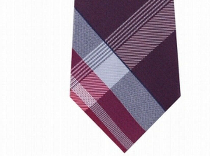 Kenneth Cole Reaction Men's Parkway Slim Plaid Tie Red Size Regular