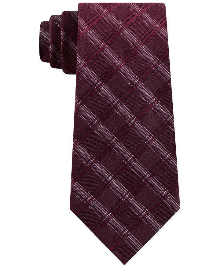 Kenneth Cole Reaction Men's Adam Slim Check Tie Dark Red Size Regular