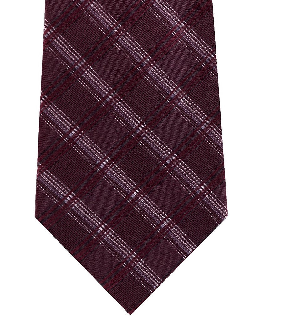 Kenneth Cole Reaction Adam Slim Check Tie - Corbata para hombre, color rojo oscuro, talla regular