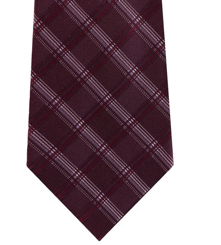 Kenneth Cole Reaction Men's Adam Slim Check Tie Dark Red Size Regular