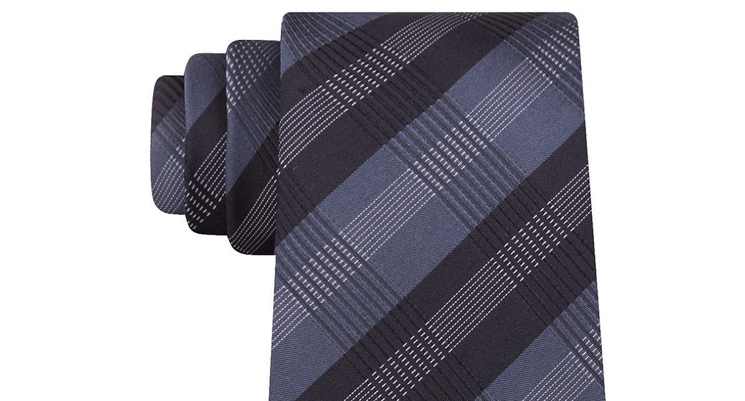 Kenneth Cole Reaction Men's Slim Plaid Tie Black Size Regular