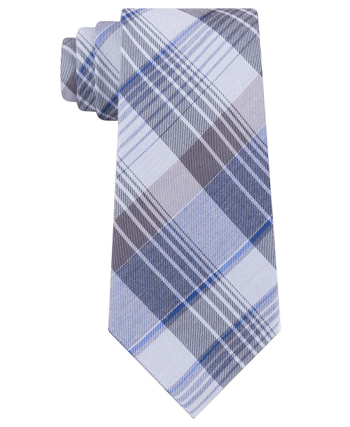 Kenneth Cole Reaction Men's Turning Point Plaid Slim Tie Gray One Size