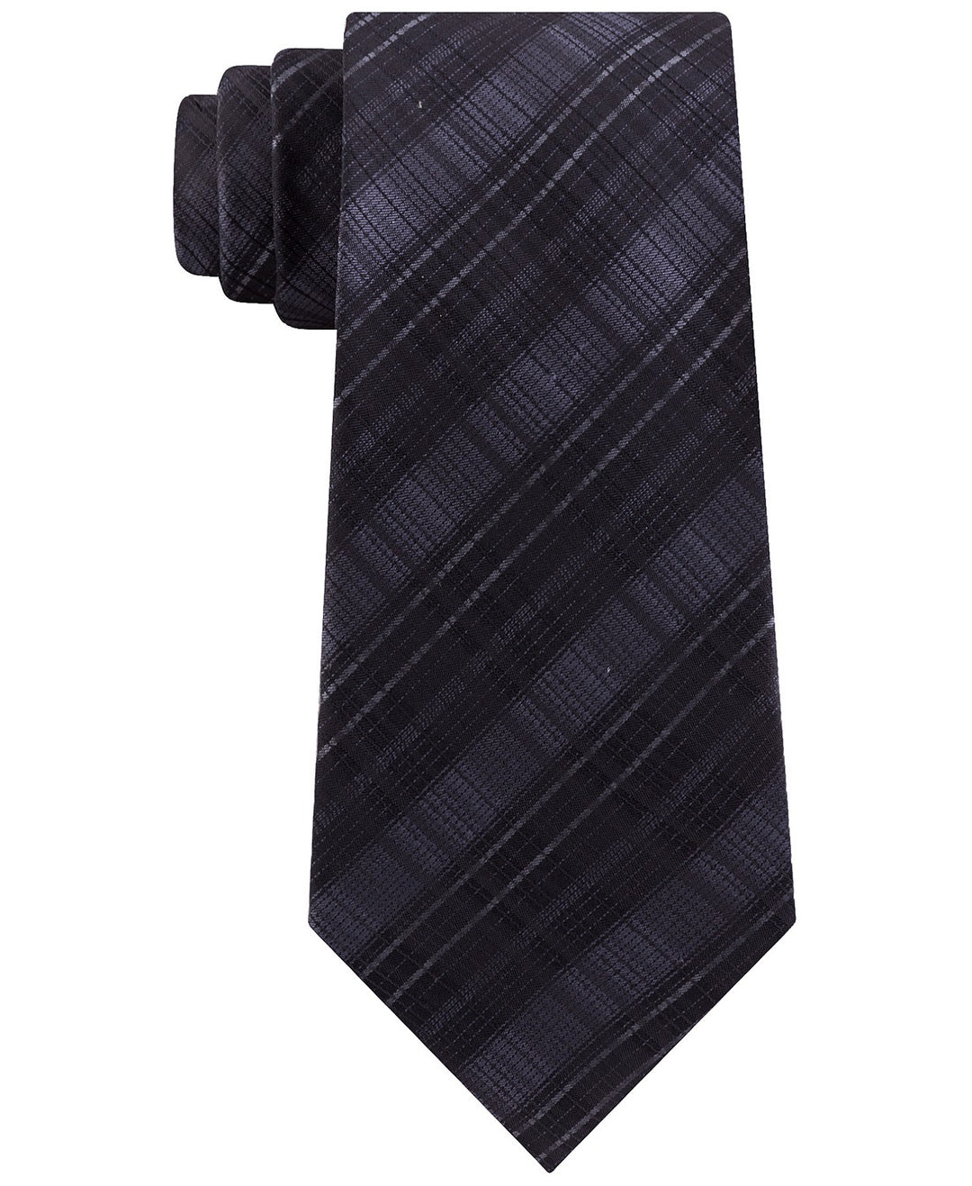 Kenneth Cole Reaction Men's Slim Tonal Iridescent Check Tie Black Size Regular