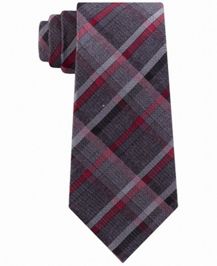 Kenneth Cole Reaction Men's Hudson Slim Plaid Tie Red Size Regular