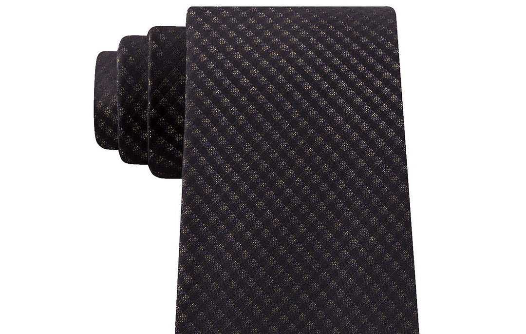 Kenneth Cole Reaction Men's Slim Fine Metallic Grid Tie Black Size Regular