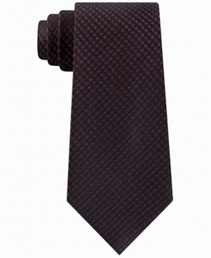 Kenneth Cole Reaction Men's Slim Fine Metallic Grid Tie Red Size Regular