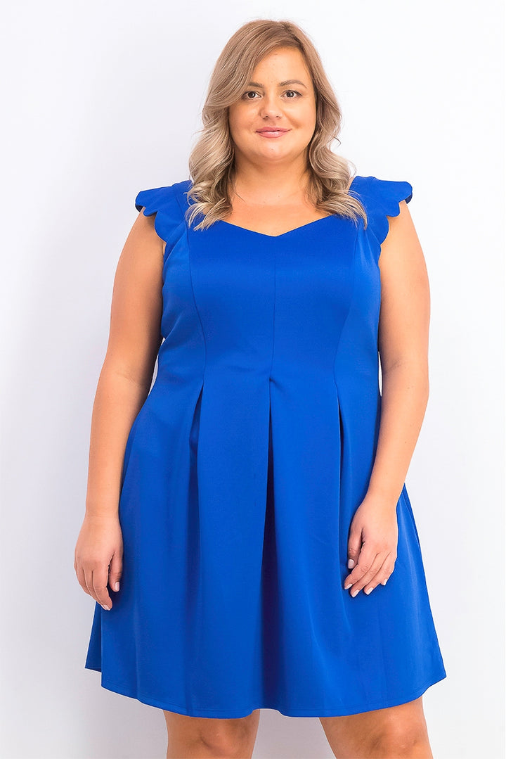 Monteau Women's Trendy Plus Size Scalloped A-Line Dress Blue Size 1X