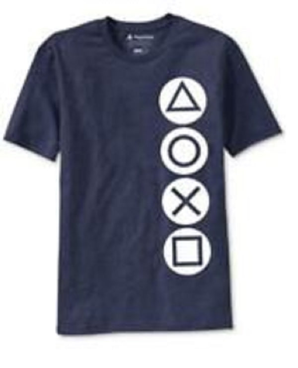 Ripple Junction Men's Playstation Buttons Graphic T-Shirt Blue Size Small