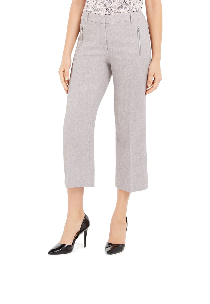 Calvin Klein Women's Zipper-Pocket Cropped Twill Pants Gray Size 12